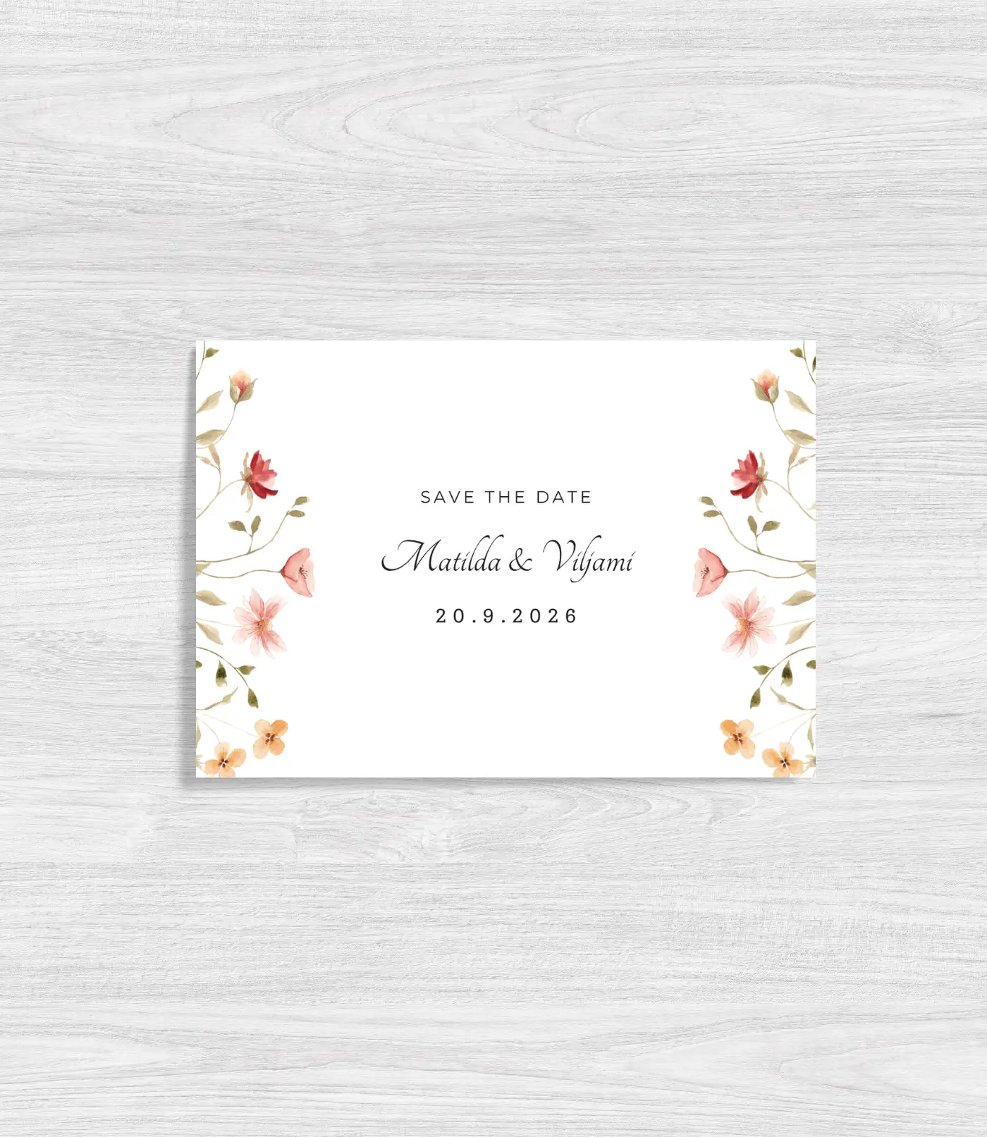 Kuvassa save the date -kortti