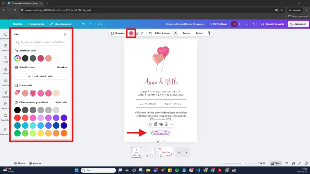 Canva värin vaihtaminen
