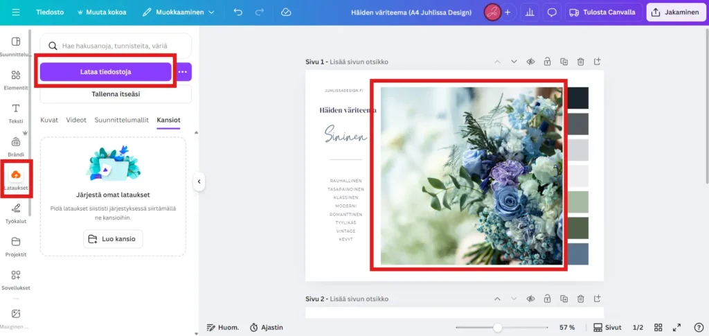 Kuva Canvasta inspiraatiokuvan lataaminen