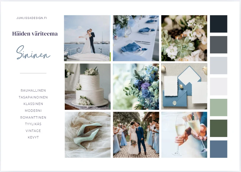 Kuva valmiista häiden väriteemasta